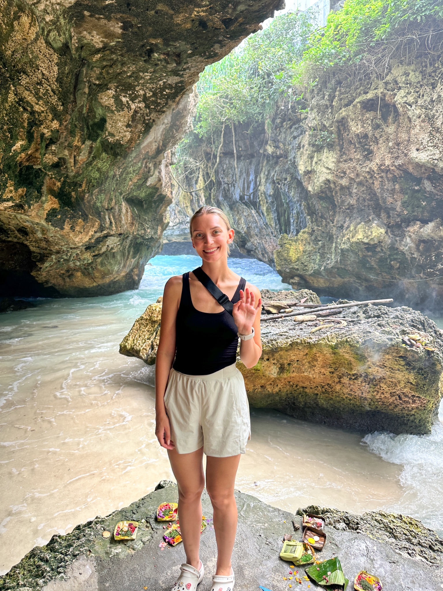 Danica in a sea cave, far from a meal plan, somewhere quiet