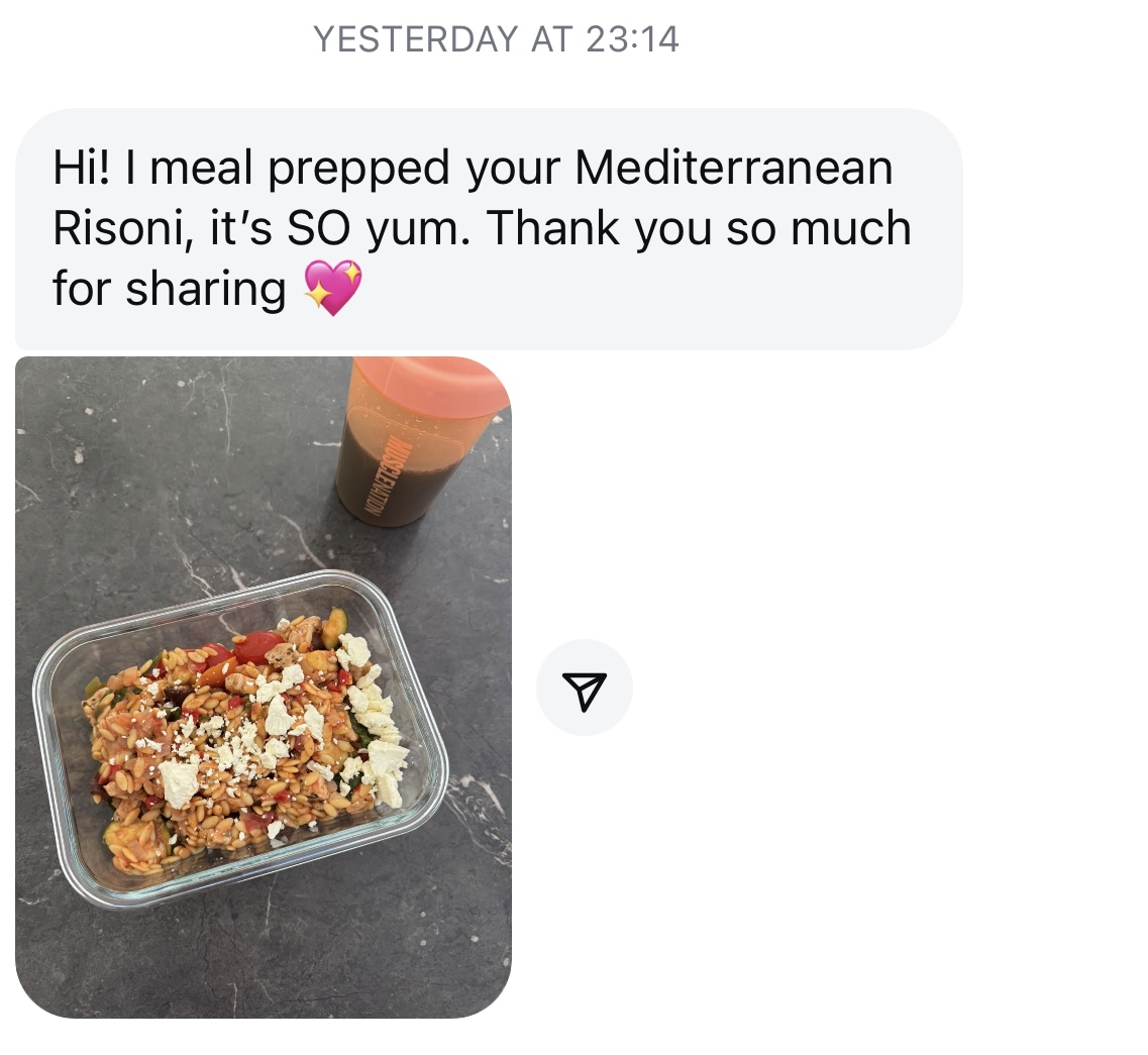 A real customer message about Danica's recipes